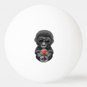 Cute Baby Gorilla die met Basketball speelt Pingpongbal (Voorkant)