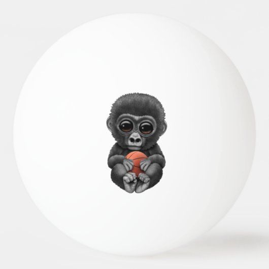 Cute Baby Gorilla die met Basketball speelt Pingpongbal (Voorkant)