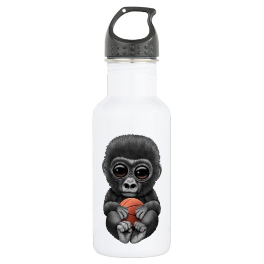 Cute Baby Gorilla die met Basketball speelt Waterfles (Voorkant)