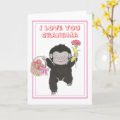 Cute Baby Gorilla Oma Moederdag kaart (Gele Bloem)