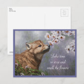 Cute Baby Gray Wolf Pup and Flowers Briefkaart (Voorkant / Achterkant)