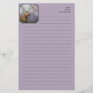 Cute Baby Gray Wolf Pup and Flowers Briefpapier
