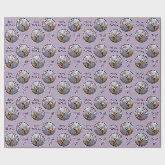 Cute Baby Gray Wolf Pup and Flowers Cadeaupapier (Vlak)