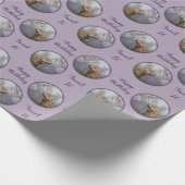 Cute Baby Gray Wolf Pup and Flowers Cadeaupapier (Hoek)