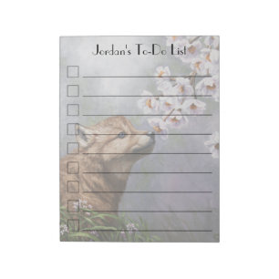 Cute Baby Gray Wolf Pup and Flowers Notitieblok