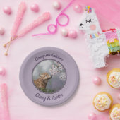 Cute Baby Gray Wolf Pup and Flowers Papieren Bordje (Feest)