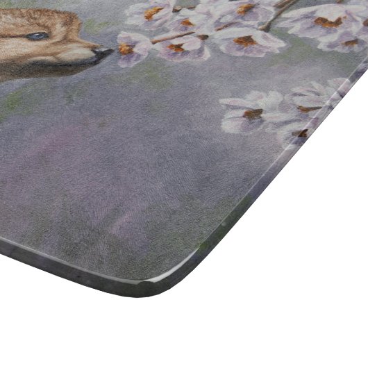 Cute Baby Gray Wolf Pup and Flowers Snijplank (Hoek)