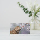 Cute Baby Gray Wolf Pup and Flowers Visitekaartje (Staand voorkant)