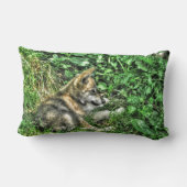 Cute Baby Gray Wolf Pup Wildlife Foto Kussen (Achterkant)