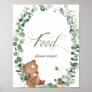 Cute Baby Greenery Baby shower Food Sign Poster
