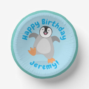 Cute baby happy keperor pinguin cartoon papieren kommen