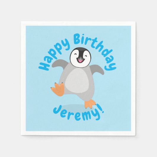 Cute baby happy keperor pinguin cartoon servet (Voorkant)