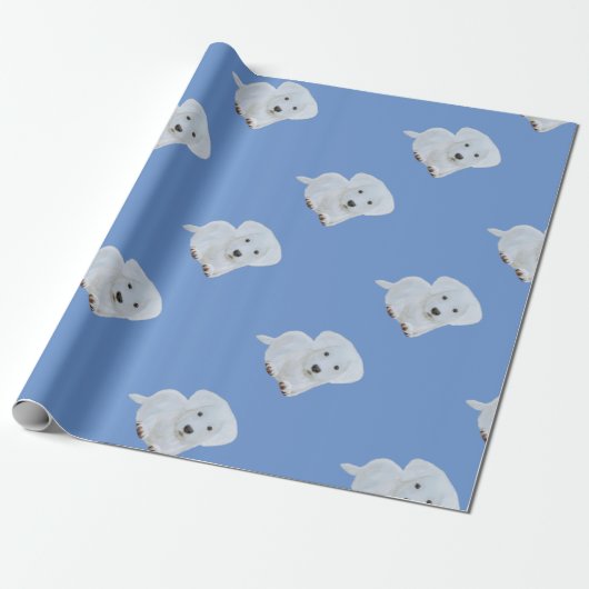 Cute baby happy puppy white dog cadeaupapier (Uitgerold)