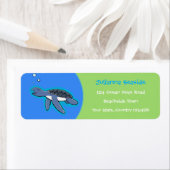 Cute baby happy zee turtle swimming cartoon etiket (Insitu)