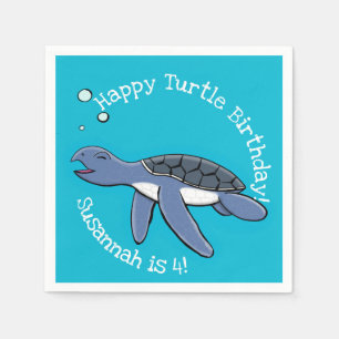 Cute baby happy zee turtle swimming cartoon servet