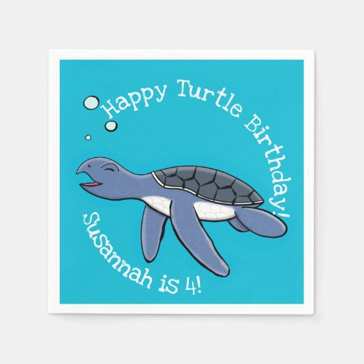 Cute baby happy zee turtle swimming cartoon servet (Voorkant)