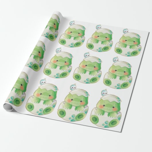 Cute Baby Hatched Alligator en Bird Cadeaupapier (Uitgerold)