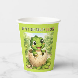 Cute Baby Hatchling Dinosaur Birthday Papieren Bekers