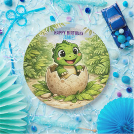 Cute Baby Hatchling Dinosaur Birthday Papieren Bordje
