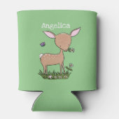 Cute baby hert fawn cartoon illustratie blikjeskoeler (Achterkant)