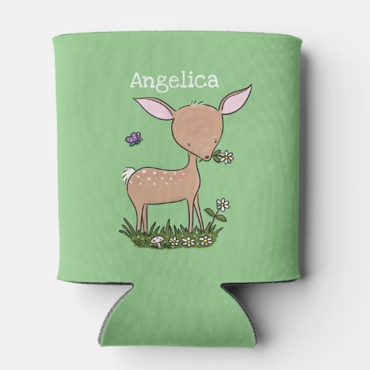 Cute baby hert fawn cartoon illustratie blikjeskoeler (Achterkant)