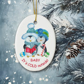 Cute Baby Het is koud buiten Penguin Keramisch Ornament