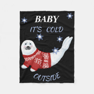 Cute Baby Het Is Koud Buiten Winter Zeehond T Shir Fleece Deken