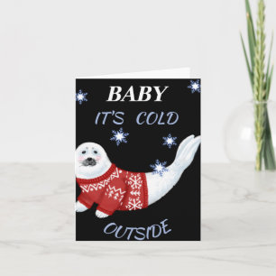 Cute Baby Het Is Koud Buiten Winter Zeehond T Shir Kaart