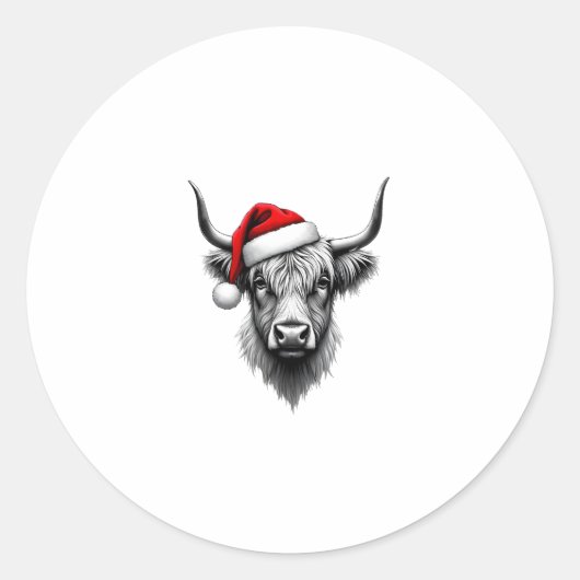 Cute Baby Highland Cow Christmas Santa Gifts Xmas  Ronde Sticker (Voorkant)