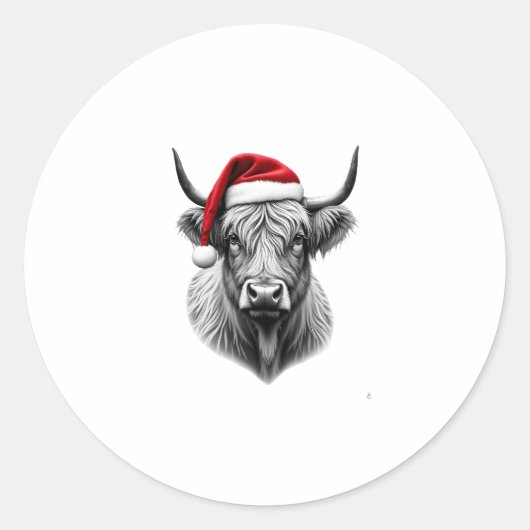 Cute Baby Highland Cow Christmas Santa Gifts Xmas  Ronde Sticker (Voorkant)