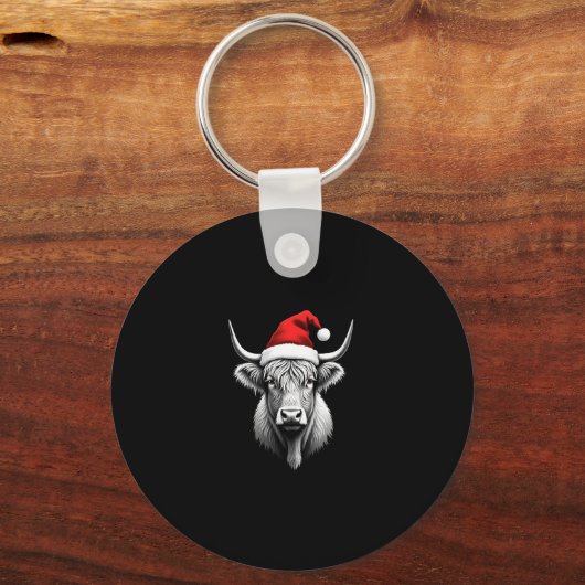 Cute Baby Highland Cow Christmas Santa Gifts Xmas  Sleutelhanger (Voorkant)