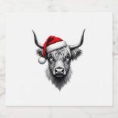 Cute Baby Highland Cow Christmas Santa Gifts Xmas  Sparkling Wijnetiket (Enkel label)
