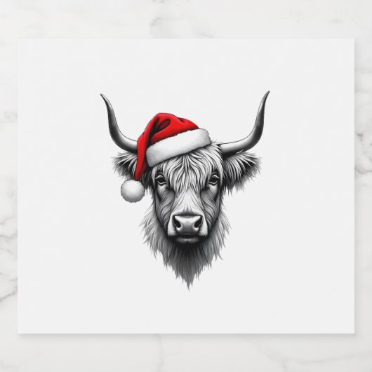Cute Baby Highland Cow Christmas Santa Gifts Xmas  Sparkling Wijnetiket (Enkel label)