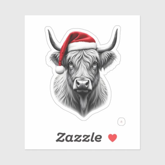 Cute Baby Highland Cow Christmas Santa Gifts Xmas  Sticker (Vel)