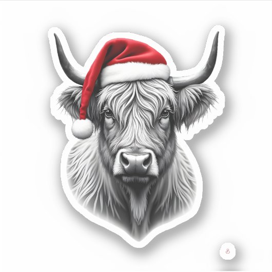Cute Baby Highland Cow Christmas Santa Gifts Xmas  Sticker (Voorkant)
