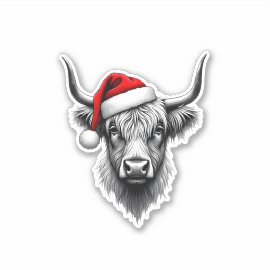 Cute Baby Highland Cow Christmas Santa Gifts Xmas  Sticker (Voorkant)