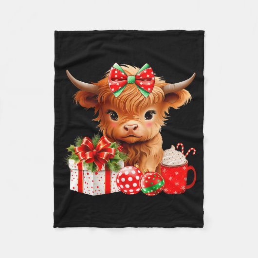 Cute Baby Highland Cow Merry Christmas Farmer Cow  Fleece Deken (Voorkant)