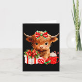 Cute Baby Highland Cow Merry Christmas Farmer Cow  Kaart (Voorkant)