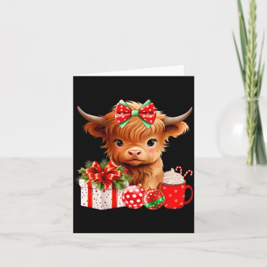 Cute Baby Highland Cow Merry Christmas Farmer Cow  Kaart (Voorkant)