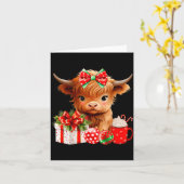 Cute Baby Highland Cow Merry Christmas Farmer Cow  Kaart (Gele Bloem)