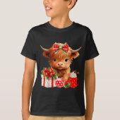 Cute Baby Highland Cow Merry Christmas Farmer Cow T-shirt (Voorkant)