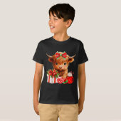 Cute Baby Highland Cow Merry Christmas Farmer Cow  T-shirt (Voorkant volledig)