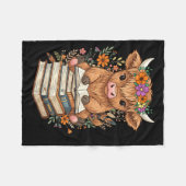 Cute Baby Highland Cow Reading Book Librarian Book Fleece Deken (Voorkant (Horizontaal))