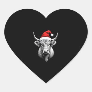 Cute Baby Highland Koe Kerstmis Sinterklaas Cadeau Hart Sticker