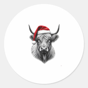 Cute Baby Highland Koe Kerstmis Sinterklaas Cadeau Ronde Sticker