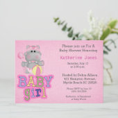 Cute Baby Hippo Baby shower Invitation Kaart (Staand voorkant)
