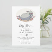 Cute baby hippo baby shower kaart (Staand voorkant)