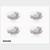 Cute baby hippo baby shower ovale sticker (Vel)