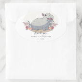 Cute baby hippo baby shower ovale sticker (Tas)