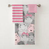 Cute Baby Hippo Bathroom Towel Set Bad Handdoek (Insitu)